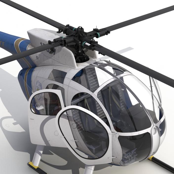 Light Helicopter Hughes OH-6 Cayuse Rigged Police 3D model