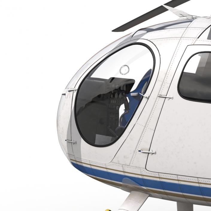 Light Helicopter Hughes OH-6 Cayuse Rigged Police 3D model