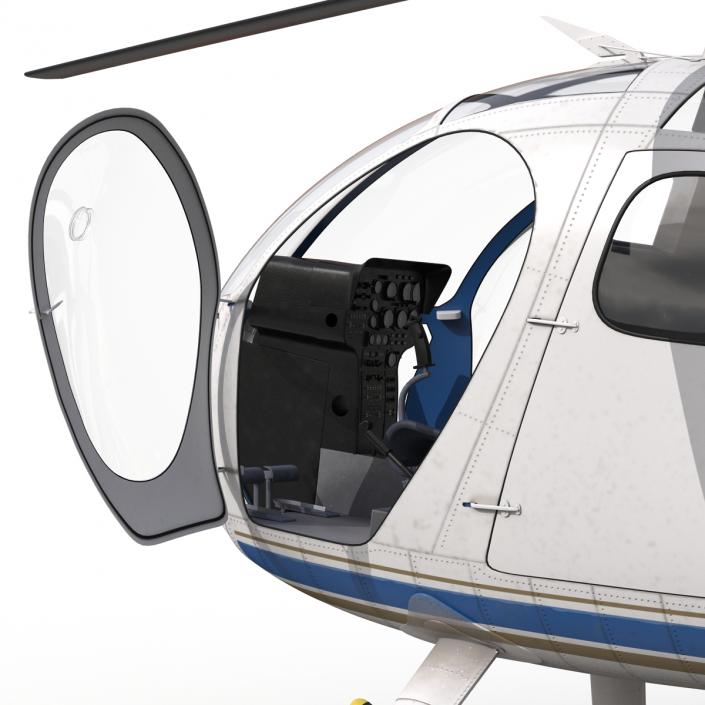 Light Helicopter Hughes OH-6 Cayuse Rigged Police 3D model