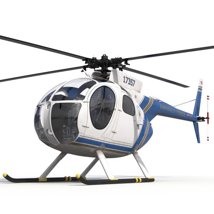 Light Helicopter Hughes OH-6 Cayuse Rigged Police 3D model