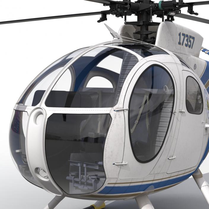 Light Helicopter Hughes OH-6 Cayuse Rigged Police 3D model