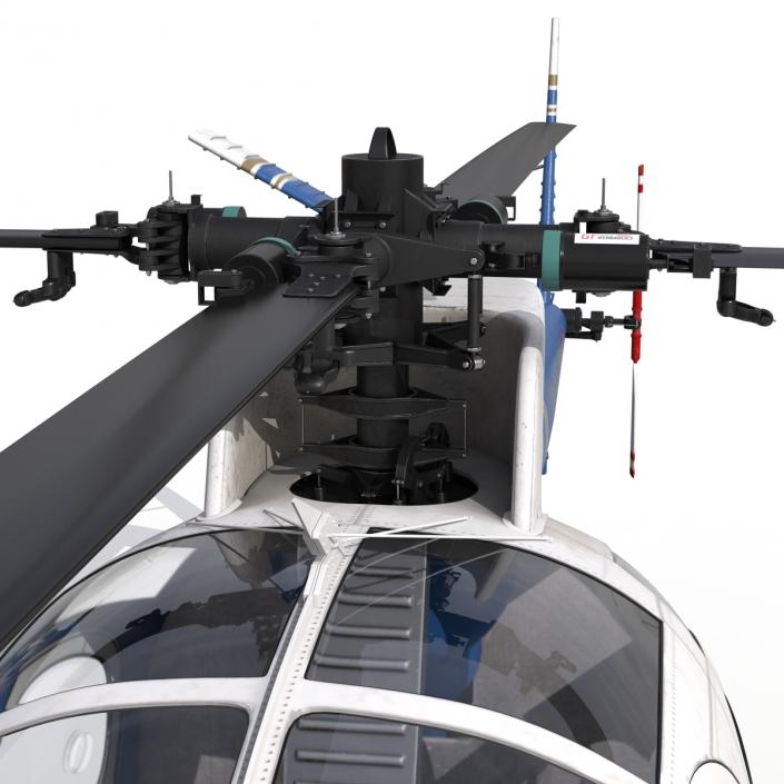 Light Helicopter Hughes OH-6 Cayuse Rigged Police 3D model