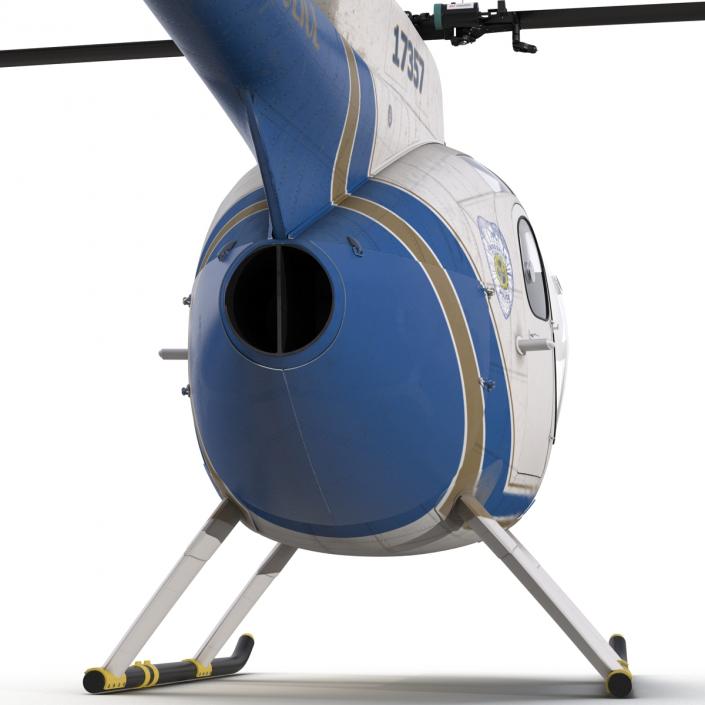 Light Helicopter Hughes OH-6 Cayuse Rigged Police 3D model