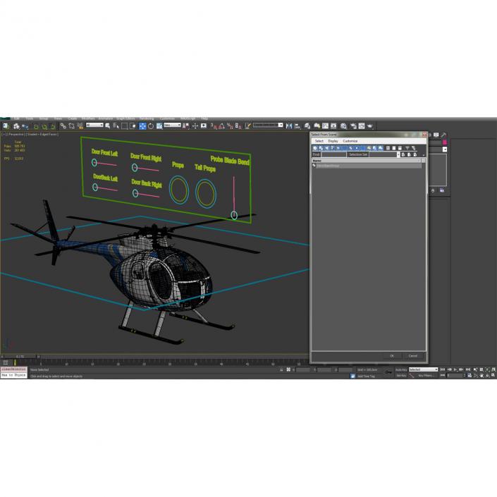 Light Helicopter Hughes OH-6 Cayuse Rigged Police 3D model