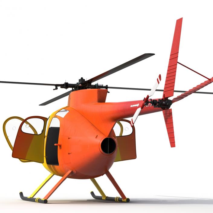 Light Helicopter Hughes OH-6 Cayuse Rigged 3D