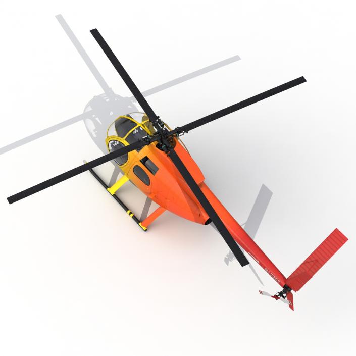 Light Helicopter Hughes OH-6 Cayuse Rigged 3D