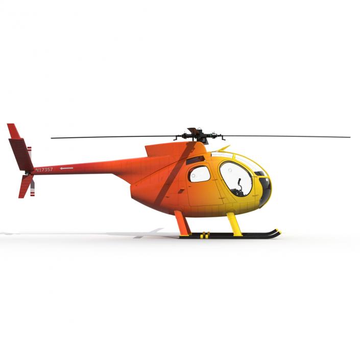 Light Helicopter Hughes OH-6 Cayuse Rigged 3D