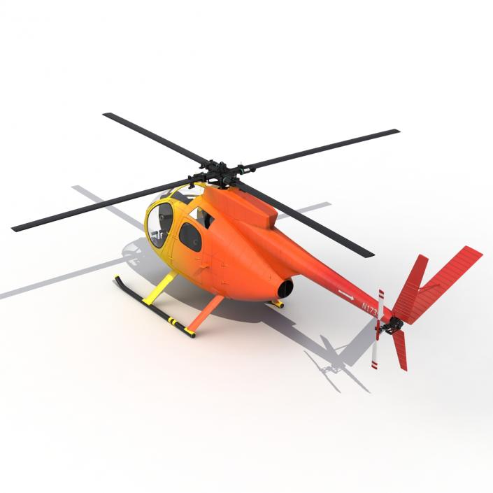 Light Helicopter Hughes OH-6 Cayuse Rigged 3D