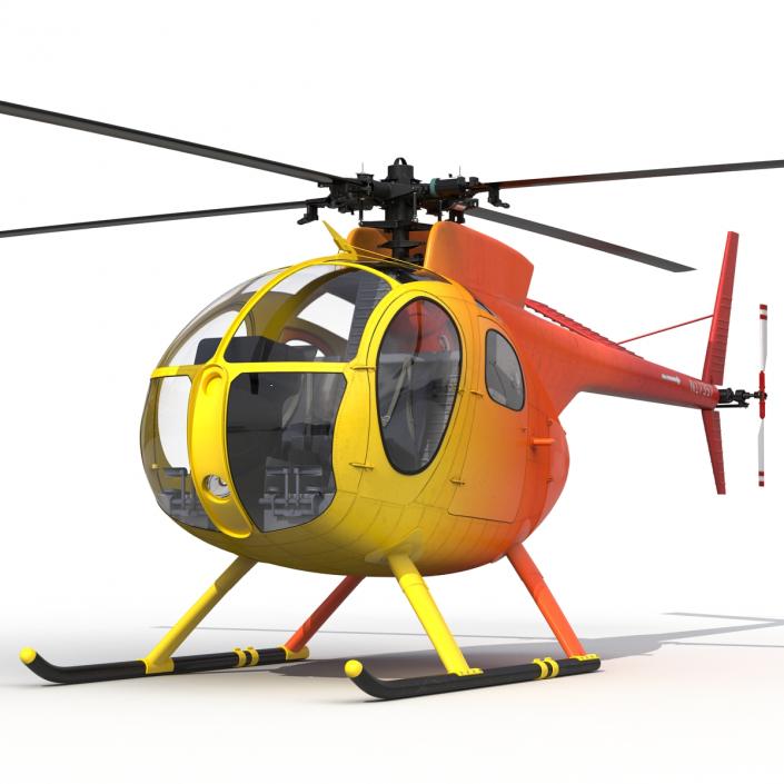 Light Helicopter Hughes OH-6 Cayuse Rigged 3D