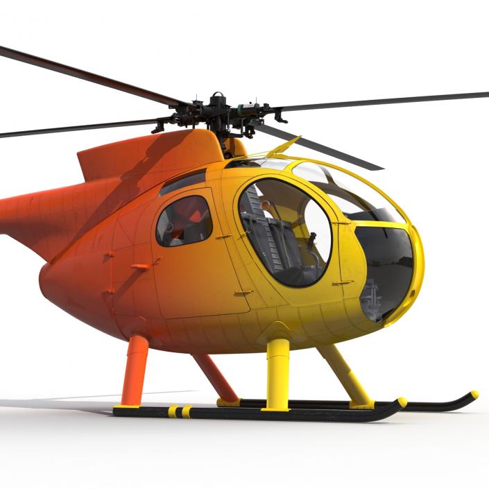 Light Helicopter Hughes OH-6 Cayuse Rigged 3D