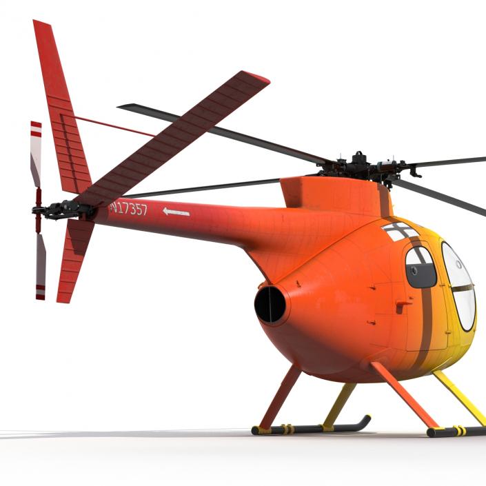 Light Helicopter Hughes OH-6 Cayuse Rigged 3D