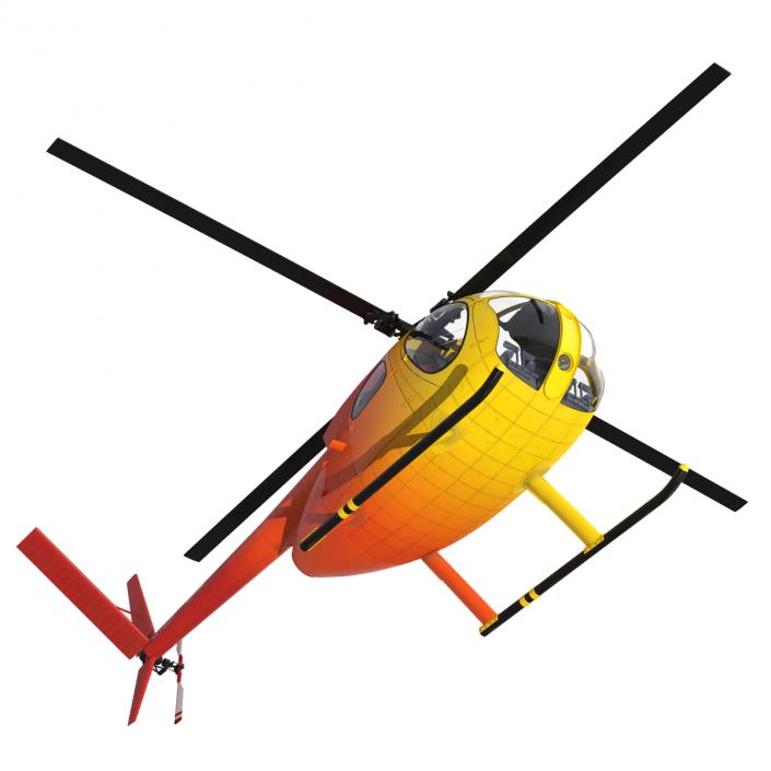 Light Helicopter Hughes OH-6 Cayuse Rigged 3D