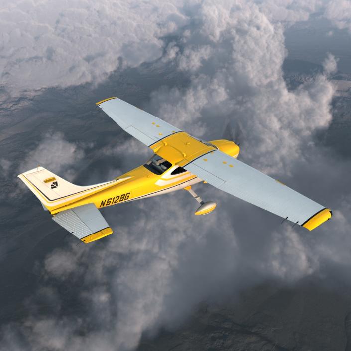 3D model Cessna 182 Skylane Yellow