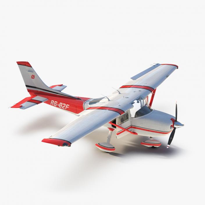 Cessna 182 Skylane Rigged Red 3D model