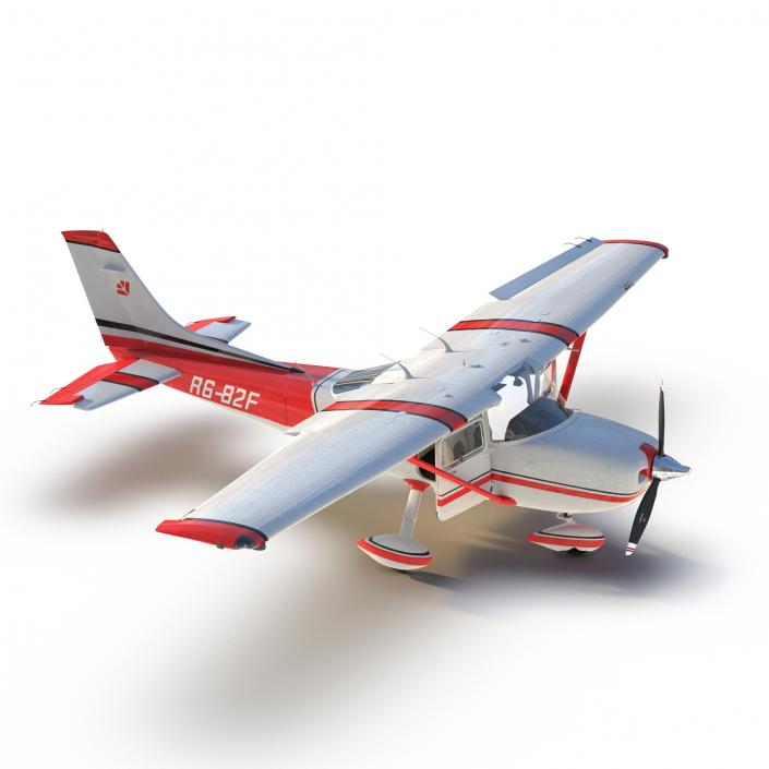 Cessna 182 Skylane Rigged Red 3D model