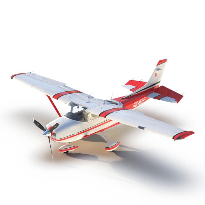 Cessna 182 Skylane Rigged Red 3D model