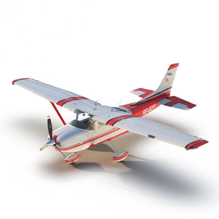 Cessna 182 Skylane Rigged Red 3D model