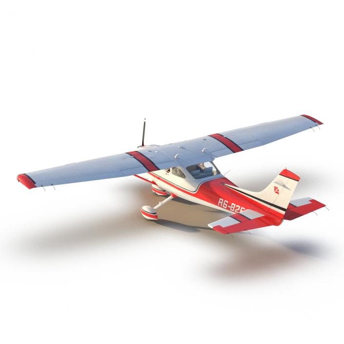 Cessna 182 Skylane Rigged Red 3D model