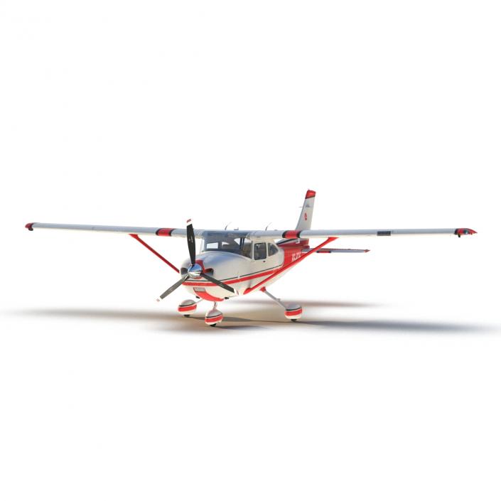 Cessna 182 Skylane Rigged Red 3D model