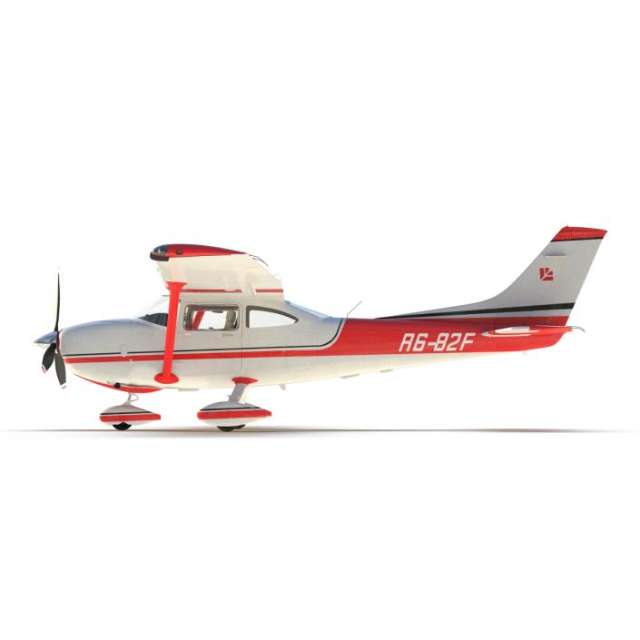 Cessna 182 Skylane Rigged Red 3D model