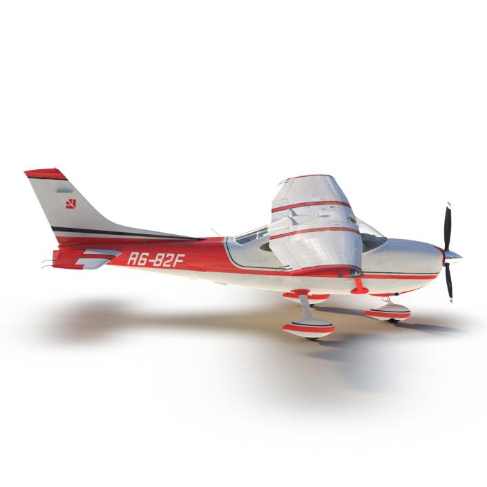 Cessna 182 Skylane Rigged Red 3D model