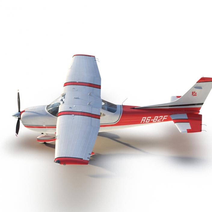 Cessna 182 Skylane Rigged Red 3D model