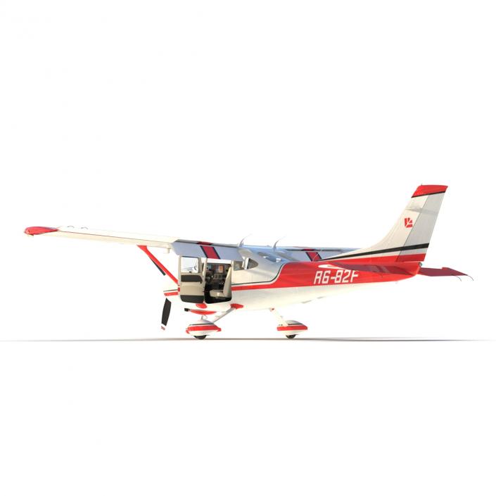 Cessna 182 Skylane Rigged Red 3D model