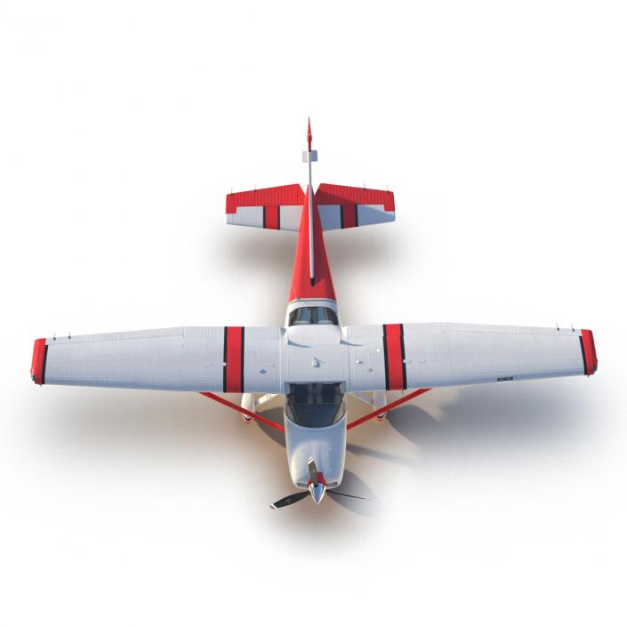 Cessna 182 Skylane Rigged Red 3D model