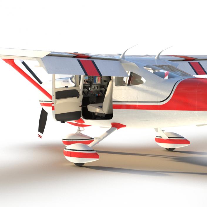 Cessna 182 Skylane Rigged Red 3D model