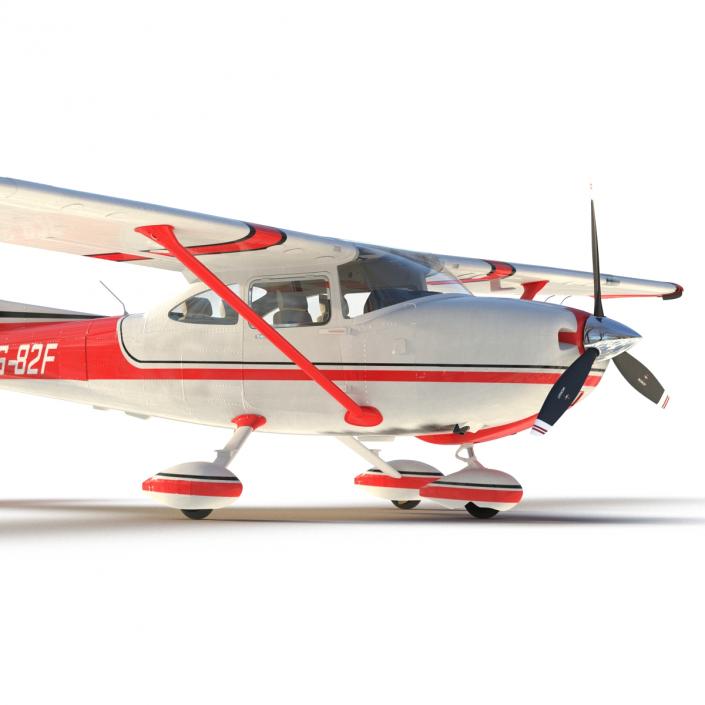 Cessna 182 Skylane Rigged Red 3D model