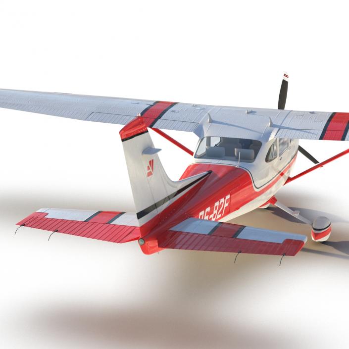 Cessna 182 Skylane Rigged Red 3D model