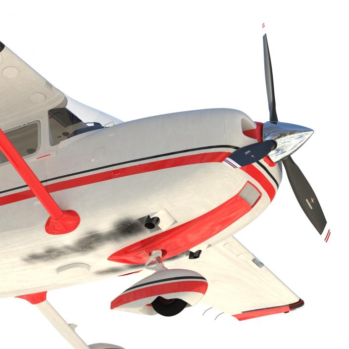 Cessna 182 Skylane Rigged Red 3D model