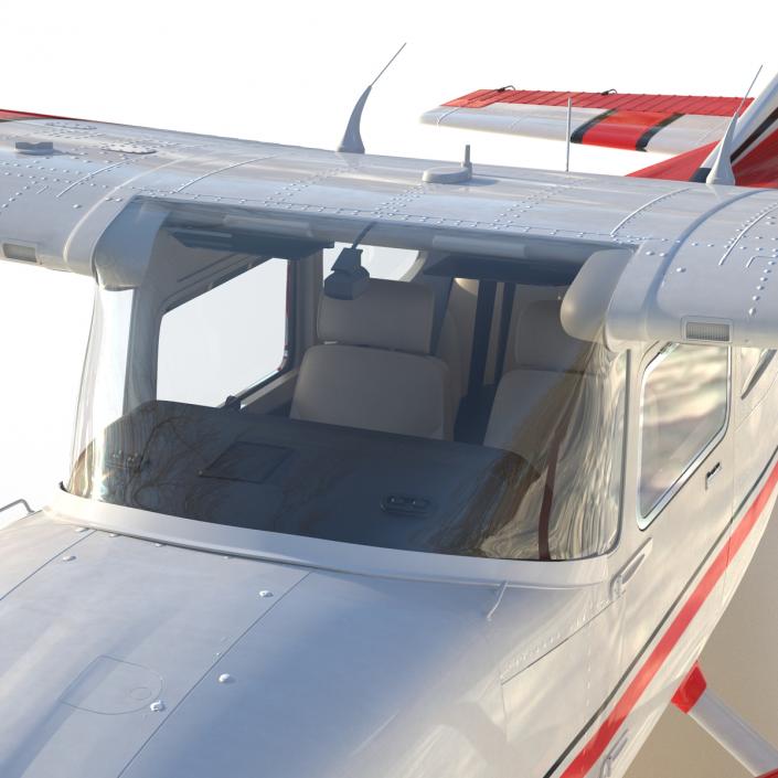 Cessna 182 Skylane Rigged Red 3D model