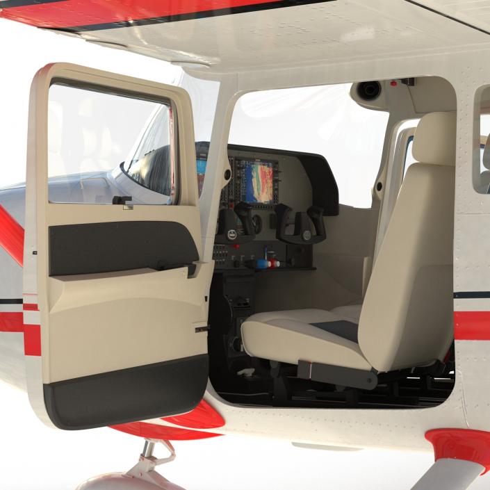 Cessna 182 Skylane Rigged Red 3D model