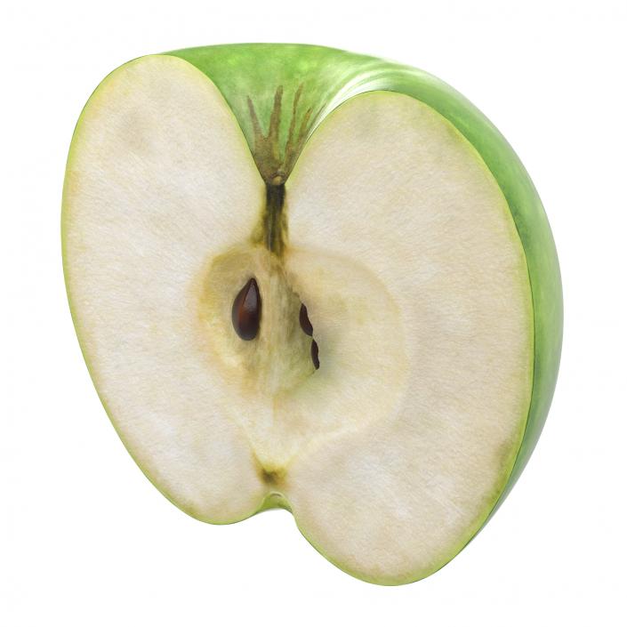 3D Green Apple Cut in Half model