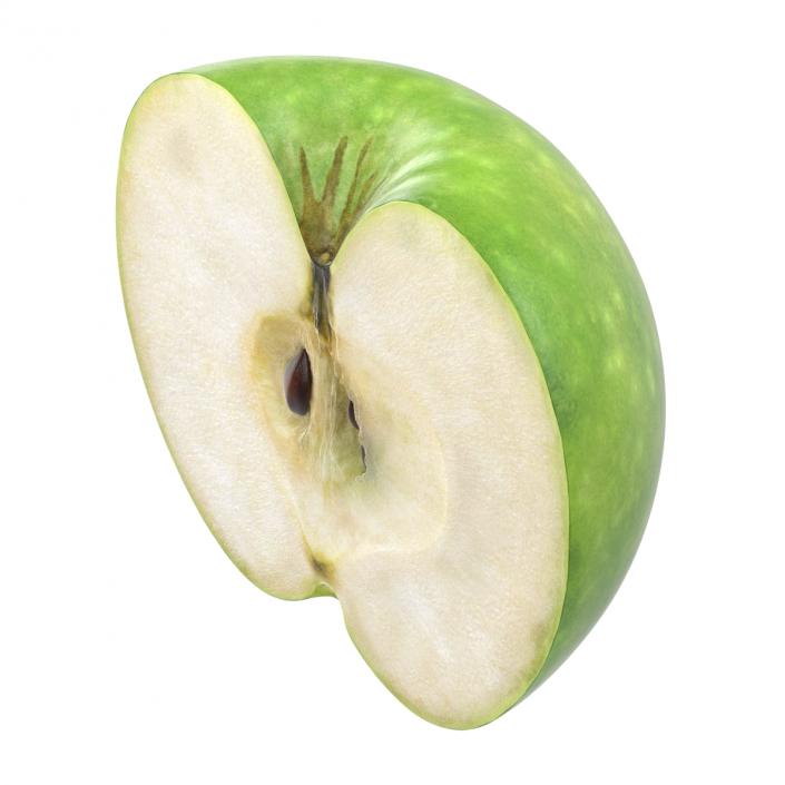 3D Green Apple Cut in Half model