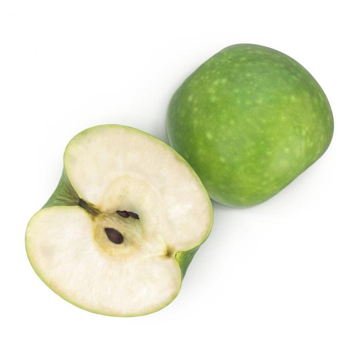 3D Green Apple Cut in Half model