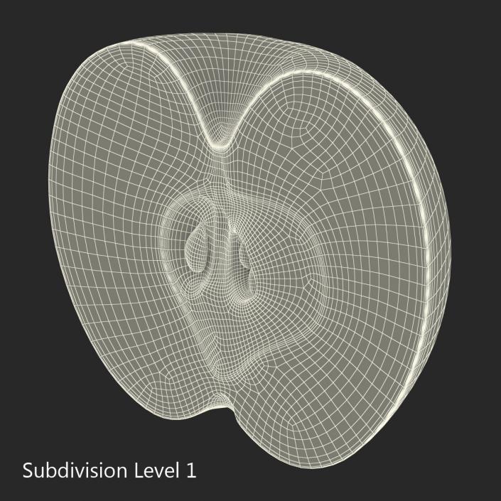 3D Green Apple Cut in Half model