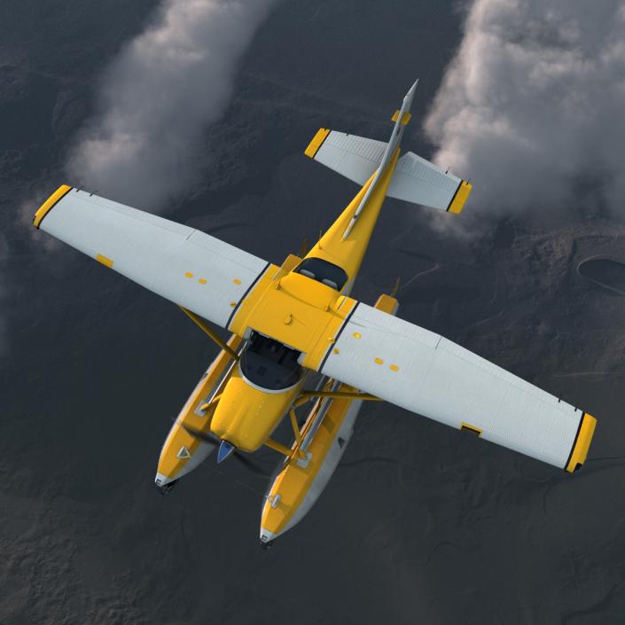 Cessna 182 Skylane on Floats Rigged Yellow 3D