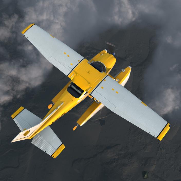 Cessna 182 Skylane on Floats Rigged Yellow 3D