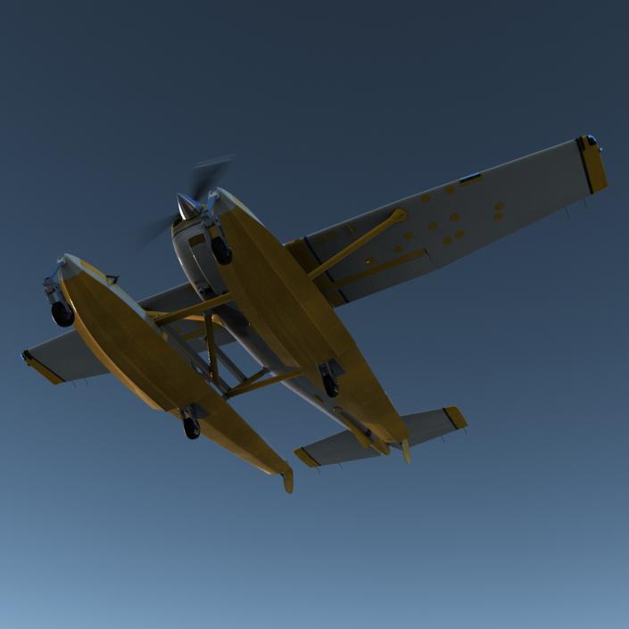 Cessna 182 Skylane on Floats Rigged Yellow 3D