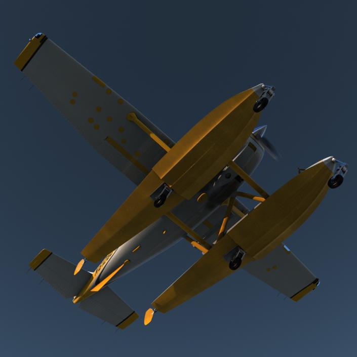 Cessna 182 Skylane on Floats Rigged Yellow 3D