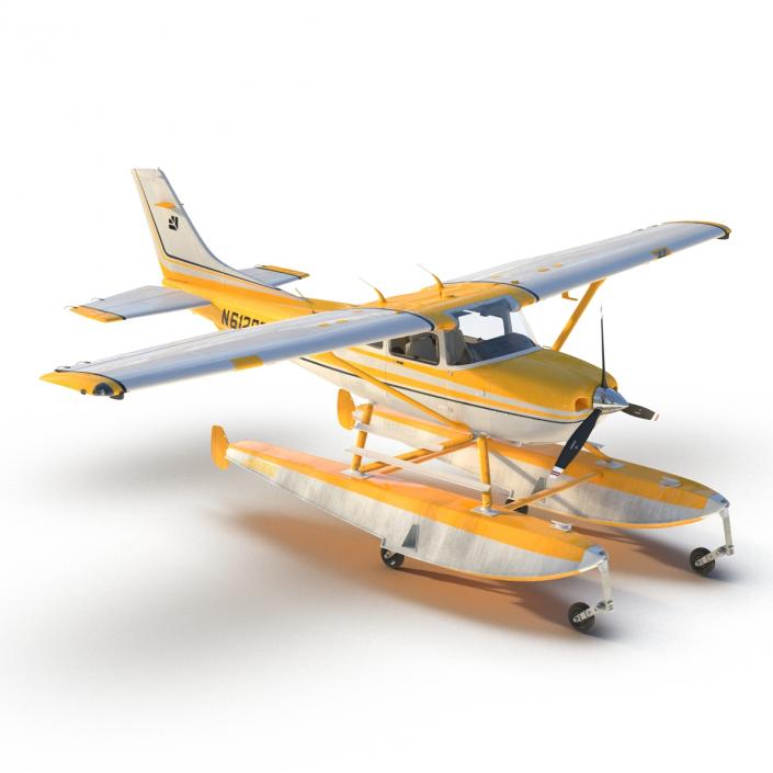 Cessna 182 Skylane on Floats Rigged Yellow 3D