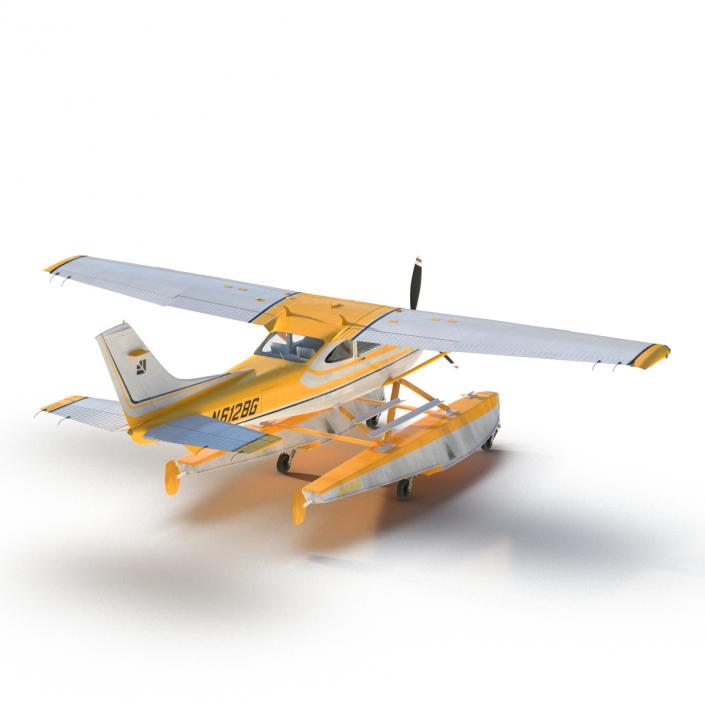 Cessna 182 Skylane on Floats Rigged Yellow 3D