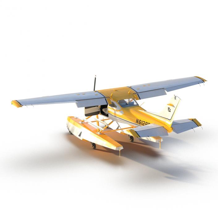 Cessna 182 Skylane on Floats Rigged Yellow 3D