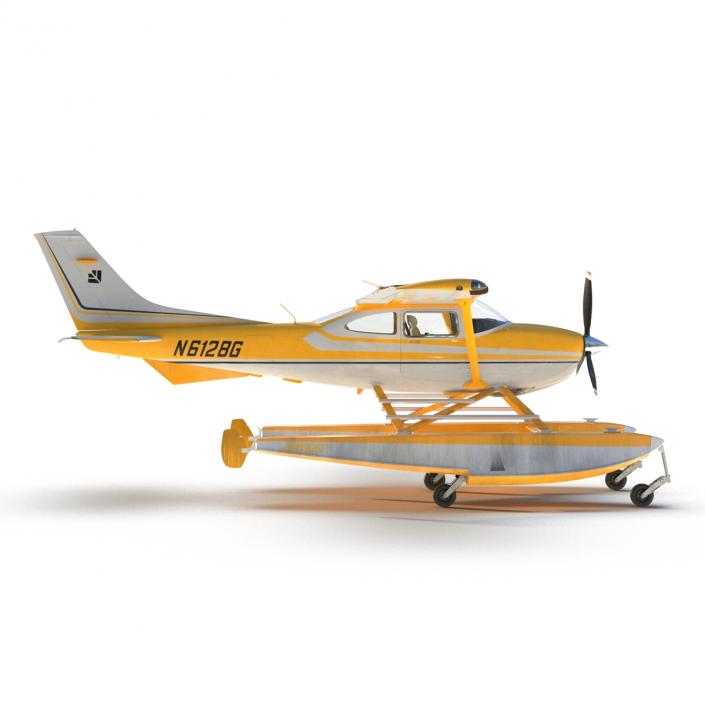 Cessna 182 Skylane on Floats Rigged Yellow 3D