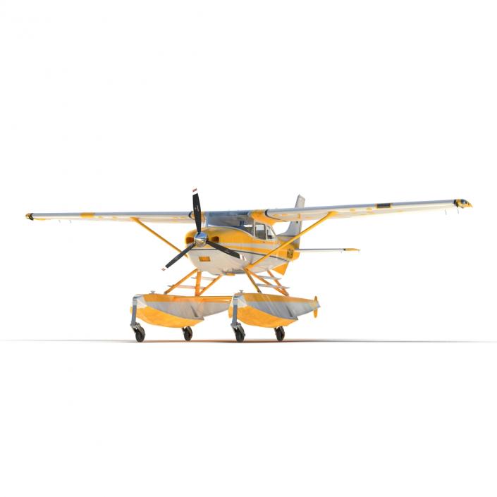 Cessna 182 Skylane on Floats Rigged Yellow 3D