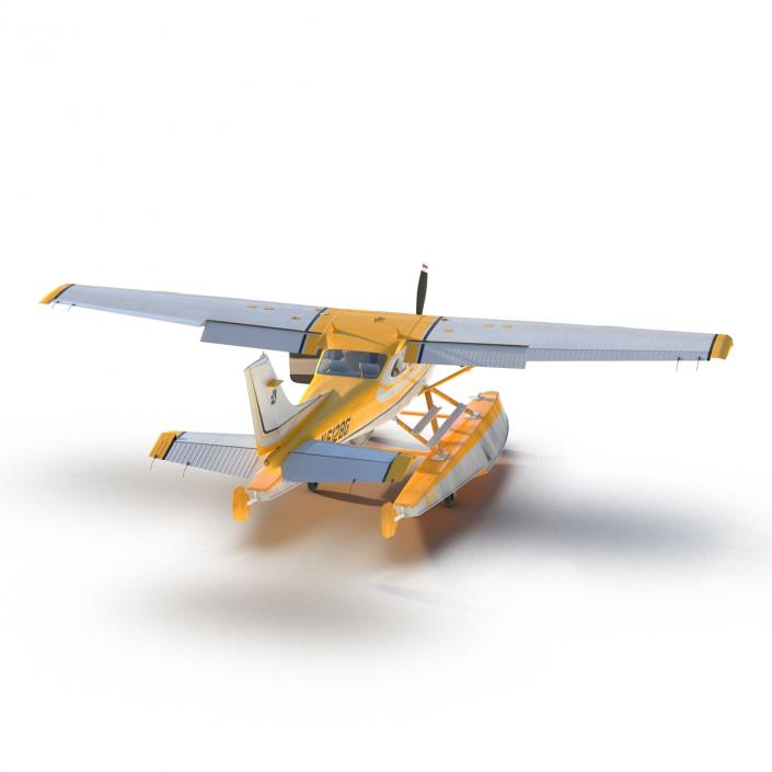 Cessna 182 Skylane on Floats Rigged Yellow 3D