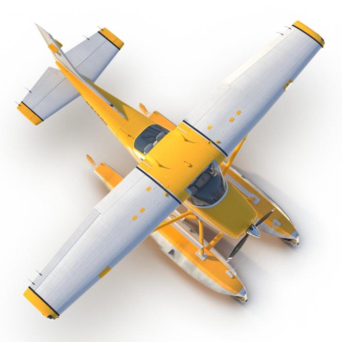 Cessna 182 Skylane on Floats Rigged Yellow 3D