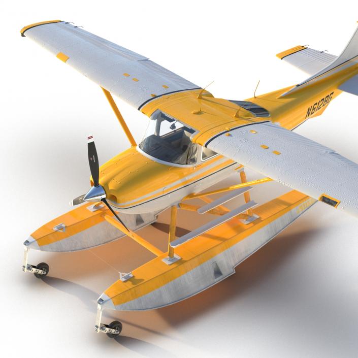 Cessna 182 Skylane on Floats Rigged Yellow 3D